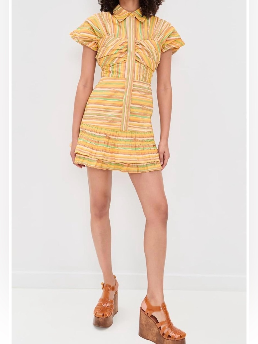 Alexis Lera Mini Dress LMNST Striped Ruched Dress XS